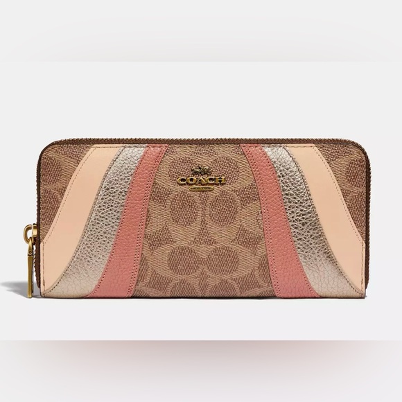 COACH | Slim Accordion Zip Wallet In Sig Canvas Wave Patchwork - Picture 1 of 3